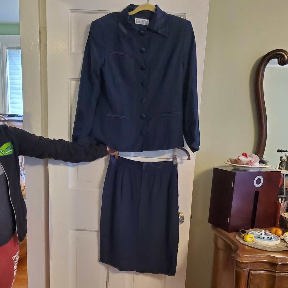 Navy Blue Dress Silk Suit NWOT